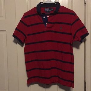 Polo Custom Fit Medium Red/Navy Striped